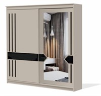 Шкаф-купе №25 (2,0 м) Блэк Меланж/Лакобель/Черный матовый  (ТИ) 6332