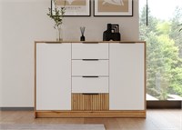 ИВИС Комод КМ-002 Корпус - Дуб Крафт золотой К003 Фасад ЛДСП - Белый (Гладкий)  (ТМ( 7049