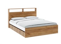 ИВИС Кровать КР-002 (сп.м. 1,6 х 2,0м) Корпус - Дуб Крафт золотой К003 Фасад ЛДСП - Белый (Гладкий)  (ТМ) 7054